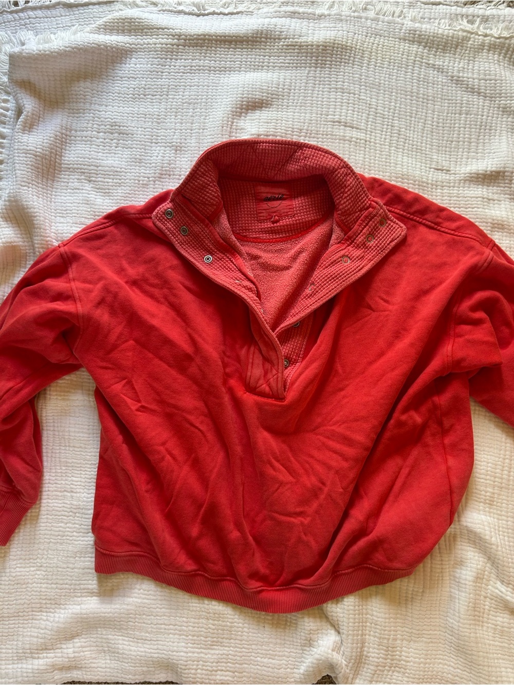 aerie Red Snap-Front Cowl Pullover